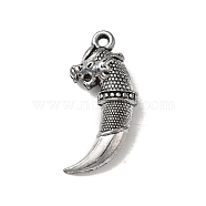 Tibetan Style Alloy Pendant, Leopard, Antique Silver, 43.5x21x10mm, Hole: 2.5mm(FIND-A042-05AS)