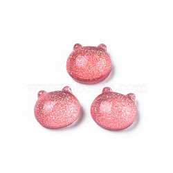 Translucent Acrylic Cabochons, with Glitter Powder, Cat, Light Coral, 14.5x15.5x8mm(TACR-N006-08F)