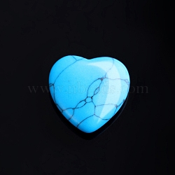 Synthetic Turquoise Love Heart Stone, Pocket Palm Stone for Reiki Balancing, Home Display Decorations, 20x20mm(PW-WG32553-03)