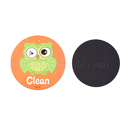 Owl Clean Dirty Double Sided Dish Washer Magnet Sign, for Kitchen Dishes, Orange, 80x2mm(AJEW-D044-06A)