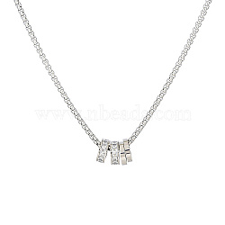 Stainless Steel Micro Pave Cubic Zirconia Ring Pendant Necklaces, Stainless Steel Color, 19.69 inch(50cm)(NU5529)