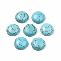Craft Findings Dyed Synthetic Turquoise Gemstone Flat Back Dome Cabochons, Half Round, Dark Turquoise, 14x5mm(TURQ-S266-14mm-01)