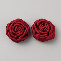 Polyester Shoe Buckle Clip, Rose Flower Shoe Decoration Accessories, Red, 40x20mm(FIND-WH0139-54B)