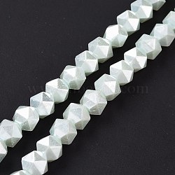 Glass Pearl Beads Strands, Faceted, Polygon, Honeydew, 7.5x7.5mm, Hole: 1mm, about 49pcs/strand, 14.09 inch(35.8cm)(GLAA-F122-03I)