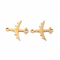 201 Stainless Steel Connector Charms, Plane Links, Golden, 15x16.5x1mm, Hole: 1.4mm(STAS-K251-090G)