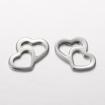 Heart to Heart 201 Stainless Steel Charms, Stainless Steel Color, 14x20x1.5mm