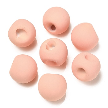 Rubberized Acrylic Beads, Round, Top Drilled, Light Salmon, 18x18x18mm, Hole: 3mm