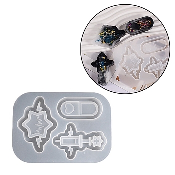 DIY Medical Theme & Demon Wing Quicksand Pendant Silicone Molds, Shaker Molds, Resin Casting Molds, For UV Resin, Epoxy Resin Craft Making, Star Pattern, 134x96x11mm