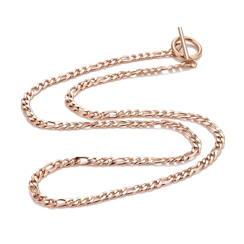 Ion Plating(IP)  304 Stainless Steel Chain Necklaces, Rose Gold, 19.64 inch(49.9cm)
