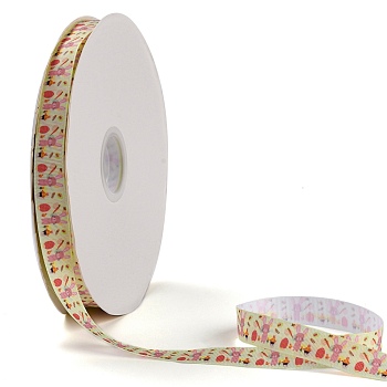 Easter Themed Polyester Grosgrain Ribbons, Jacquard Ribbon, Garment Accessories, Colorful, Animal Pattern, 3/4 inch(18mm), about 100 yards/roll