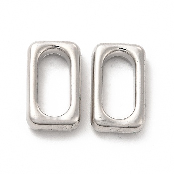 Alloy Linking Rings, Long-Lasting Plated, Cadmium Free & Lead Free, Rectangle, Platinum, 15.5x9x4mm, Inner Diameter: 5x11.5mm