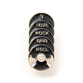 Music Theme Enamel Pins, Light Gold Alloy Badge for Women, Vinyl Record, 28x12.5x1.5mm