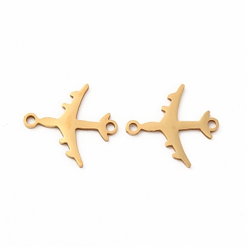 201 Stainless Steel Connector Charms, Plane Links, Golden, 15x16.5x1mm, Hole: 1.4mm