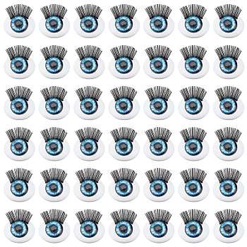 Nbeads 50 Pairs 4D ABS Doll Craft Cartoon Movable Eye, Oval with Eyelash, for DIY Sewing Craft Dolls Stuffed Toys, Light Sky Blue, 9x11.5x4.5~7.5mm