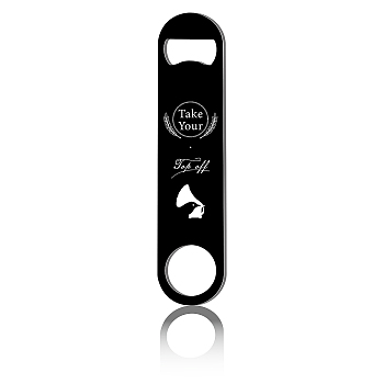 430 Stainless Steel Bottle Openers, Laser Cut, Rectangle, Phonograph Pattern, Word, 178x40x2mm