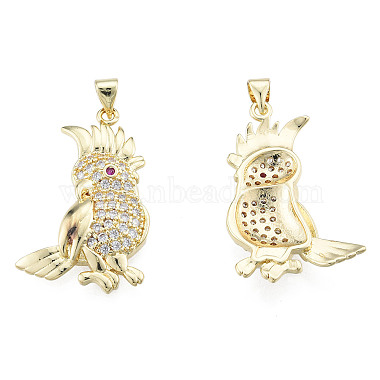 Real 18K Gold Plated Clear Bird Brass+Cubic Zirconia Pendants