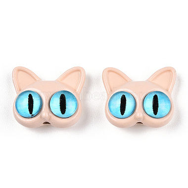 Bisque Cat Shape Alloy+Glass Beads