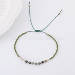 2mm Faceted Natural Green Aventurine Beaded Braided Adjustable Bracelets for Women, 5-7/8~11-3/4 inch(15~30cm)(PF2854-1)