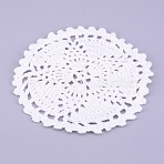 Cup Mat Cotton Coaster, Crochet Cotton Lace Coasters, for Drinks Home Decoration, Flower, White, 120~140x2mm(AJEW-WH0018-16A)