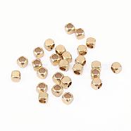 Brass Spacer Beads, Nickel Free, Cube, Raw(Unplated), 3x3mm, Hole: 2mm(KK-F713-20C-3x3mm)