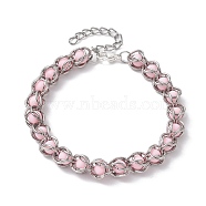 Opaque Acrylic Beaded Bracelets, with 304 Stainless Steel Jump Rings, Ends Chains and Clasps, Stainless Steel Color, 7-1/2 inch(19.2cm)(BJEW-JB10228)