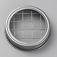 Galvanized Iron with 304 Stainless Steel Mason Jar Flower Frog Lid, Insert Grid Organizer for Canning Jars, Flat Round, Platinum, 73.5x16mm, Inner Diameter: 53mm & 68mm(FIND-WH0152-314A)