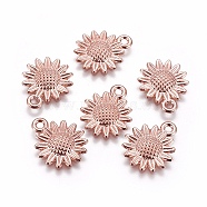 Alloy Pendants, Sunflower, Rose Gold, 18.6x15x2.5mm, Hole: 1.8mm(PALLOY-WH0066-12RG)