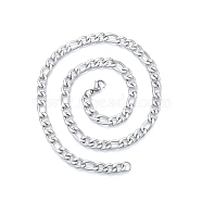Men's 201 Stainless Steel Figaro Chains Necklace, Stainless Steel Color, 19.69 inch(50cm), Wide: 7mm(NJEW-N050-A08-7-50P)