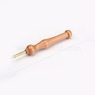 Wood Embroidery Stitching Punch Needle, with Copper Wire, Cross Stitch Tools, Golden, 150x21.5mm, Hole: 3mm(X-DIY-WH0166-37)