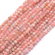 Natural Rhodochrosite Beads Strands, Faceted, Round, 2mm, Hole: 0.5mm, about 150pcs/strand, 15.35 inch(39cm)(G-E411-11B-2mm)