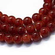Baking Painted Imitation Jade Glass Round Bead Strands, Saddle Brown, 10~10.5mm, Hole: 1.5mm, about 85pcs/strand, 31.4 inch(DGLA-Q021-10mm-11)