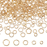500Pcs 5 Styles 304 Stainless Steel Open Jump Rings, Round Ring, Real 24K Gold Plated, 18~20 Gauge, 4~8x0.8~1mm, Inner Diameter: 2.4~6.5mm, 100pcs/style(STAS-BBC0002-72)