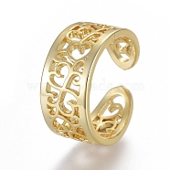 Adjustable Brass Toe Rings, Open Cuff Rings, Open Rings, Hollow, Golden, US Size 3(14mm)(RJEW-EE0002-17G)
