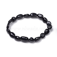 Natural Black Tourmaline Stretch Beaded Bracelets, Tumbled Stone, Nuggets, 1-7/8 inch~2-1/8 inch(4.8~5.5cm), Beads: 6~15x6~11x3~11mm(BJEW-K213-C19)
