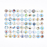Cabochons en verre à dos plat pour projets de bricolage, dôme / demi-rond, thème de l'océan, modèle mixte, couleur mixte, 12x4mm(GGLA-S047-01D)