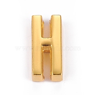 Alloy Slide Charms, Cadmium Free & Lead Free, Golden, Letter H, 20.5x10x6.5mm, Hole: 3x18mm(PALLOY-I201-01G-H)