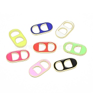 Brass Enamel Links Connectors, Real 18K Gold, Long-Lasting Plated, Soda Tab/Pull Tab, Mixed Color, 24.5x13.5x1.5mm, Hole: 8x6.5mm and 10x6.5mm(KK-M207-E01)