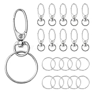 10Pcs Iron Swivel Snap Hooks Clasps, Jewelry Findings with 10Pcs Iron Split Key Rings, Platinum, Swivel Snap Hooks Clasps: 37x13.5mm, Hole: 10x5mm, Split Key Rings: 25x2.5mm(IFIN-YW0003-39)