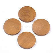 Painted Natural Wood Beads, Flat Round, Orange, 30x5~5.5mm, Hole: 2mm(X-WOOD-S049-02A-06)