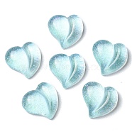 Translucent Resin Cabochons, Glitter Heart, Light Blue, 15.5x16x6.5mm(RESI-B016-03C)