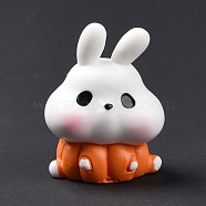 Autumn Theme Resin Display Decoration, for Home Decoration, Photographic Prop, Dollhouse Accessories, Rabbit with Pumpkin, White, 35x27x22mm(RESI-H141-24)