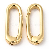 Brass Spring Gate Rings, Oval, Cadmium Free & Lead Free, Long-Lasting Plated, Real 18K Gold Plated, 18x7x3mm(KK-R143-28G)