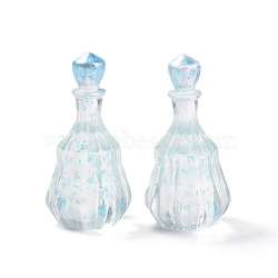 Dummy Bottle Transparent Resin Cabochon, with Sequins, Light Sky Blue, 32x16mm(RESI-E025-06C)