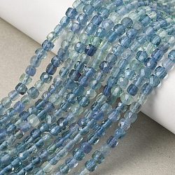 Natural Blue Fluorite Beads Strands, Faceted, Cube, 4x4x4mm, Hole: 0.7mm, about 95pcs/strand, 15.55''(39.5cm)(GG-CBA0C5B-A05)