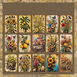 30Pcs 15 Styles Vintage Floral Scrapbook Paper Pads, Flower Plant Paper Sheets for DIY Album Scrapbook, Greeting Card, Background Paper, Goldenrod, 140x100x0.1mm, 2pcs/style(DIY-P083-A05)