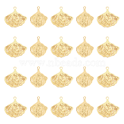 201 Stainless Steel Pendants, Etched Metal Embellishments, Gingko Leaf, Real 18K Gold Plated, 14.5x15x0.4mm, Hole: 1.2mm, 30pcs/box(STAS-UN0043-06)
