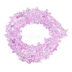 Handmade Lampwork Beads Strands, Star with Polka Dot Pattern, Lilac, 13~14.5x15~15.5x6.5~7mm, Hole: 1.2mm, about 29~30pcs/strand, 35.6~37.5cm(LAMP-I027-09E)