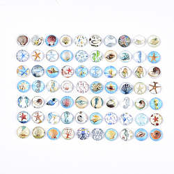 Flatback Glass Cabochons for DIY Projects, Dome/Half Round, Ocean Theme, Mixed Pattern, Mixed Color, 12x4mm(GGLA-S047-01D)