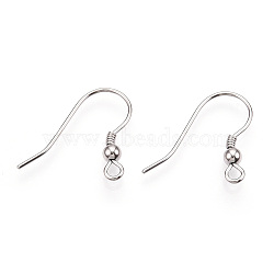 Anti-Tarnish Rhodium Plated 925 Sterling Silver French Hooks with Coil and Ball, Ear Wire&Bead with Loops, with S925 Stamp, Platinum, 16~17x16~20x3mm, Hole: 1.8mm, Pin: 0.7mm, 3mm in diameter(STER-T007-121P)