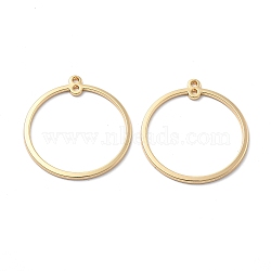 Brass 2-Loop Link Pendants, Round Ring, Long-Lasting Plated, Real 18K Gold Plated, 28x25.5x1mm, Hole: 1.2mm(KK-V003-08)